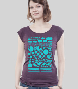 Bamboo Raglan Shirt Women Aubergine "Heile Welt" - SILBERFISCHER