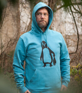 Pinguin Paul - Fair Wear Bio Unisex Hoodie / Kapuzenpulli - LightAzur - päfjes