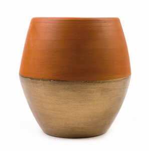 Handbemalte Vase "Golden" aus Terracotta - El Puente