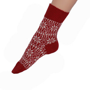Damen Herren Norweger Socke mit Stern-Muster - hirsch natur