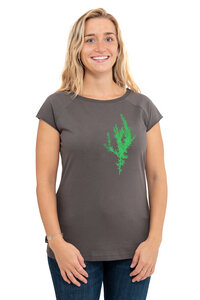 Fair-Trade-Frauenshirt mit Raglanärmeln "Rosmarin" - Made in Kenia - grau - Hirschkind