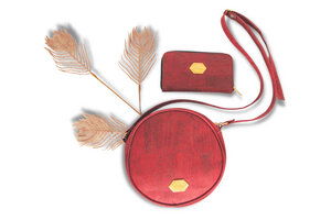 Set Tasche Circle Bag + Portemonnaie aus Kork (in Rot oder Natur) - MATES OF NATURE