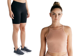Damen Set Crop Tops und Radlerhose Short Bio-Baumwolle mit integriertem Bustier - Leela Cotton