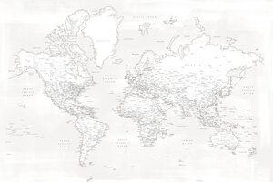 Wandbild / Poster / Leinwand  - Detailgetreue Weltkarte mit Städtenamen - Photocircle