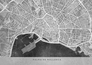 Wandbild / Poster / Leinwand  - Gray vintage map of Palma de Mallorca - Photocircle
