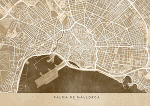 Wandbild / Poster / Leinwand  - Sepia vintage map of Palma de Mallorca - Photocircle