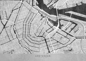 Wandbild / Poster / Leinwand  - Graue Vintage-Stadtkarte von Amsterdam - Photocircle