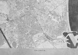 Wandbild / Poster / Leinwand  - Gray vintage map of Valencia Spain - Photocircle