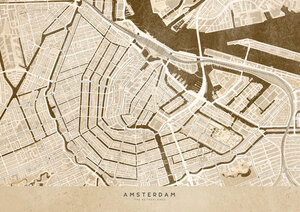 Wandbild / Poster / Leinwand  - Sepia vintage map of Amsterdam - Photocircle