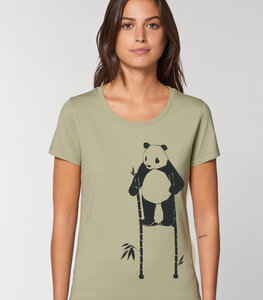 Pow Panda auf Stelzen - Fair Wear Bio Frauen T-Shirt - Sage - päfjes