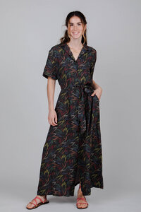 Maxi Kleid - Flames Long Dress Black - aus Ecovero - Brava Fabrics