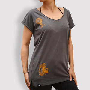 Damen T-Shirt "Verreisen", Anthracite - little kiwi