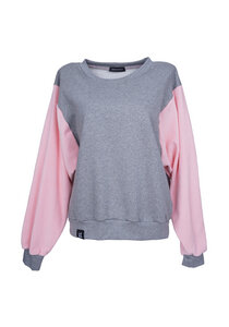 Color Block Sweater grau-rosa aus Bio-Baumwolle - Lena Schokolade