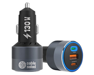 cable salad car charger - 130 Watt fast charge KfZ-Ladegerät USB-A & USB-C - cable salad