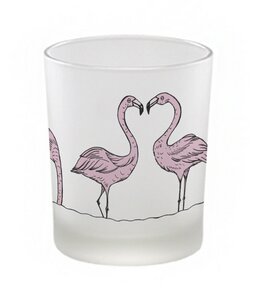 Windlicht »Flamingoparade« von LIGARTI | handbedrucktes Teelicht | Kerzenhalter | Kerzenglas - LIGARTI