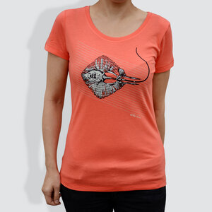 Damen T-Shirt, "Rochen", Hot Coral - little kiwi