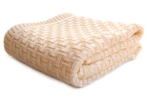 Babydecke Strickdecke Erstlingsdecke Baumwolle Karomotiv 100x90 cm - RELAXFAIR