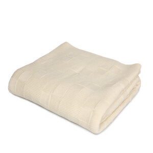 Babydecke Strickdecke Erstlingsdecke Merino Wolle Karo 80x80cm - RELAXFAIR