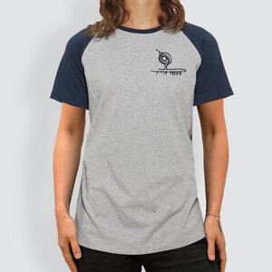 Damen T-Shirt, 'Kleiner Kiwi', Heather Ash/Navy - little kiwi