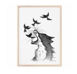 Kunstdruck »Fuchs und Vögel« von LIGARTI | A4, A3 oder A2 | Wandbild | Poster | Kunst - LIGARTI