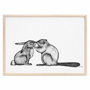 Kunstdruck »Kaninchen und Biber« von LIGARTI | A4, A3 oder A2 | Wandbild | Poster | Kunst - LIGARTI