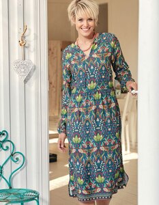 detailverliebtes Kleid mit exklusivem Print im 'Arts & Crafts'-Stil| EcoVero - - Deerberg