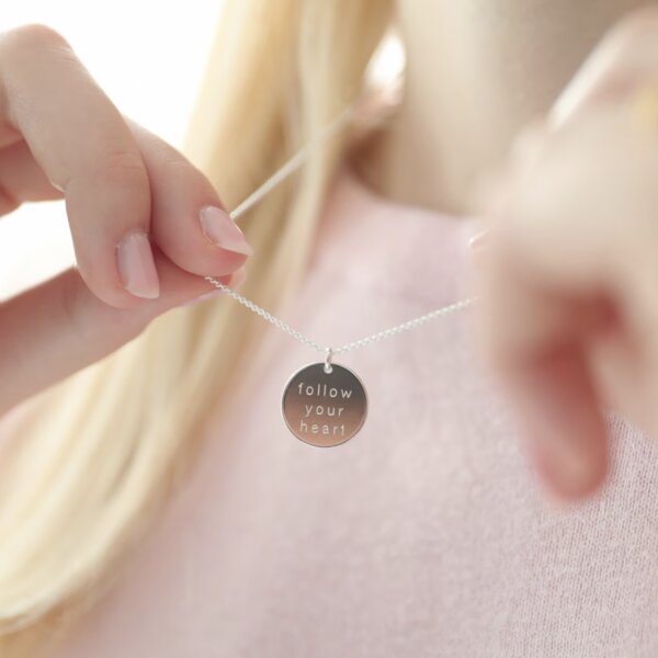 BELLYBIRD Jewellery Personalisierte Gravurkette Plättchen, Spruch