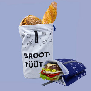 Beutel Set: Brotbeutel & Snack Beutel / Inlay plastikfrei / hält natürlich frisch / recycelte Bio Baumwolle - umtüten