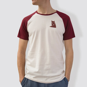Herren T-Shirt, "Fuchs", Burgundy/White - little kiwi