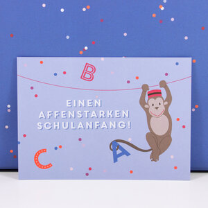 Postkarte Affenstarker Schulanfang - Bow & Hummingbird