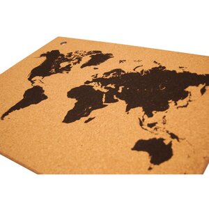 Kork-Pinnwand Welt-Karte bedruckt 90x60cm zum Aufhängen - Kork-Deko