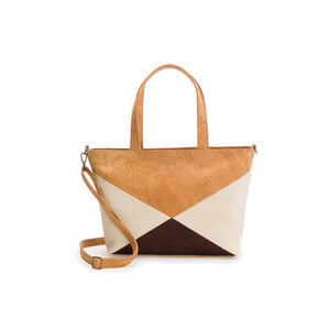 Kork-Handtasche beige-braun-weiß (Shopper) - Kork-Deko