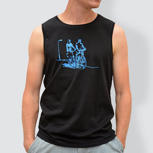 Herren T-Shirt ohne Ärmel, „Radfahrer“, Schwarz - little kiwi
