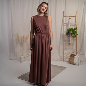 Vrancine - Maxi Kleid aus Tencel-Mix, Rotbraun - Vresh Clothing
