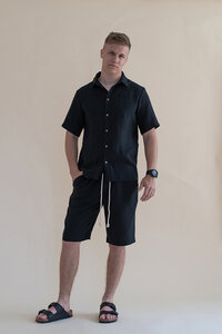 Herren Kurzarm Leinenhemd - Linen shirt - Short sleeve - 100% Bio-Leinen - gust.