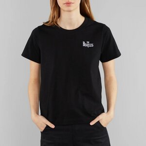 Damen T-Shirt The Beatles Logo - Black - DEDICATED