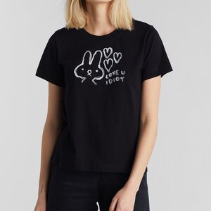 Damen T-Shirt Mysen Love U Idiot - Black - DEDICATED