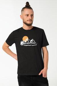 T-Shirt "Bergluft", nachhaltig, Herren - Natur Bio-Baumwolle Berge Bergsee - Spangeltangel