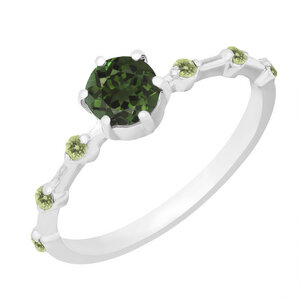 Ring mit einem grünen Turmalin und seitlichen Olivinen Imelda - Eppi