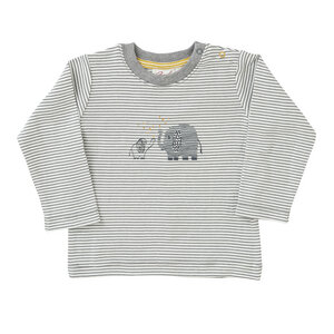 Langarmshirt "Elefantenfamilie", weiß geringelt/bedruckt, 100% Baumwolle (bio) - People Wear Organic