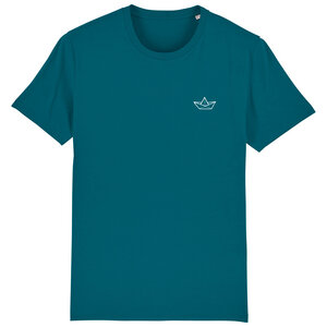 T-Shirt "Papierboot", Männershirt, Herrenshirt, bedruckt, Siebdruck, Biobaumwolle, Unisex - Spangeltangel