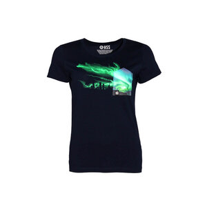 Damen T-Shirt Rundhals aus Bio-Baumwolle "Nordlicht BT" Navy Blau - FÄDD