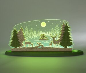 Die Motivleuchte „Waldidylle" 3 D Effect - Weigla® Holzkunst