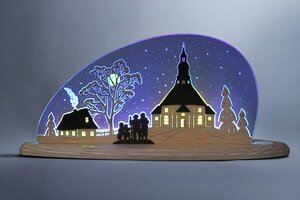 Die Motivleuchte „Seiffener Kirche“ 3 D Effect aus dem Erzgebirge - Weigla® Holzkunst