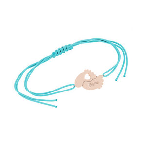 Silbernes String-Armband mit Babyfüßchen und Gravur Amy - Eppi