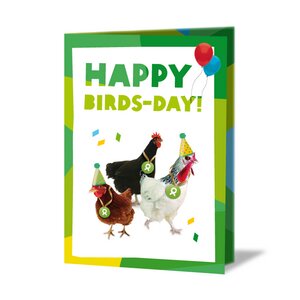 Spenden-Geschenk "Gackernde Hühner" (Geburtstagskarte mit Magnet) - OxfamUnverpackt