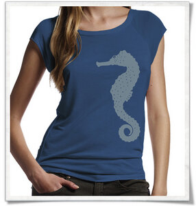 Seepferdchen Bambus T-Shirt  in denim blau  - Picopoc