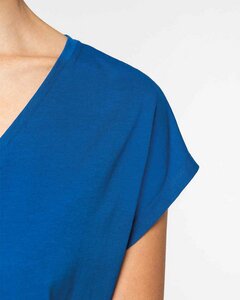 Oversized Damen T-Shirt aus Bio-Baumwolle, V-Ausschnitt - YTWOO