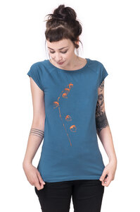 Bio-& Fair-Trade-Frauenshirt "Physalis" blau - Hirschkind