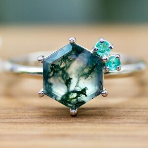 Silber Ring "Hidden Forest" | Moosachat & Smaragd - Spirit of Island